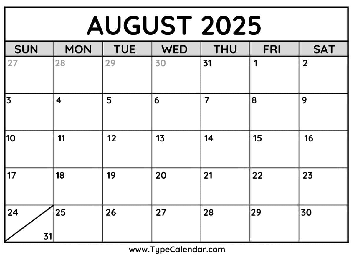 2025 Calendar - Printable Calendar 2025 With Holidays throughout Show Me A Calendar For August 2025