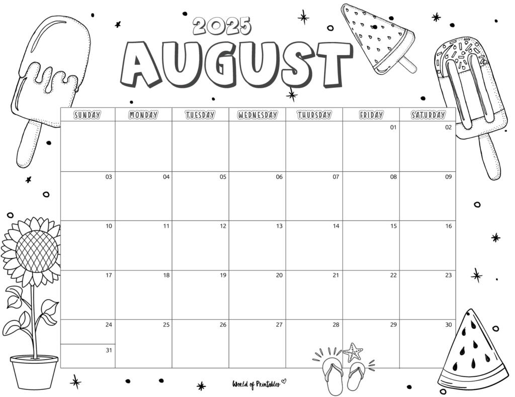 2025 Coloring Calendar Free Printables World Of Printables Regarding August 2025 Coloring Calendar 2025 Coloring Calendar Free Printables World Of Printables Regarding August 2025 Coloring Calendar