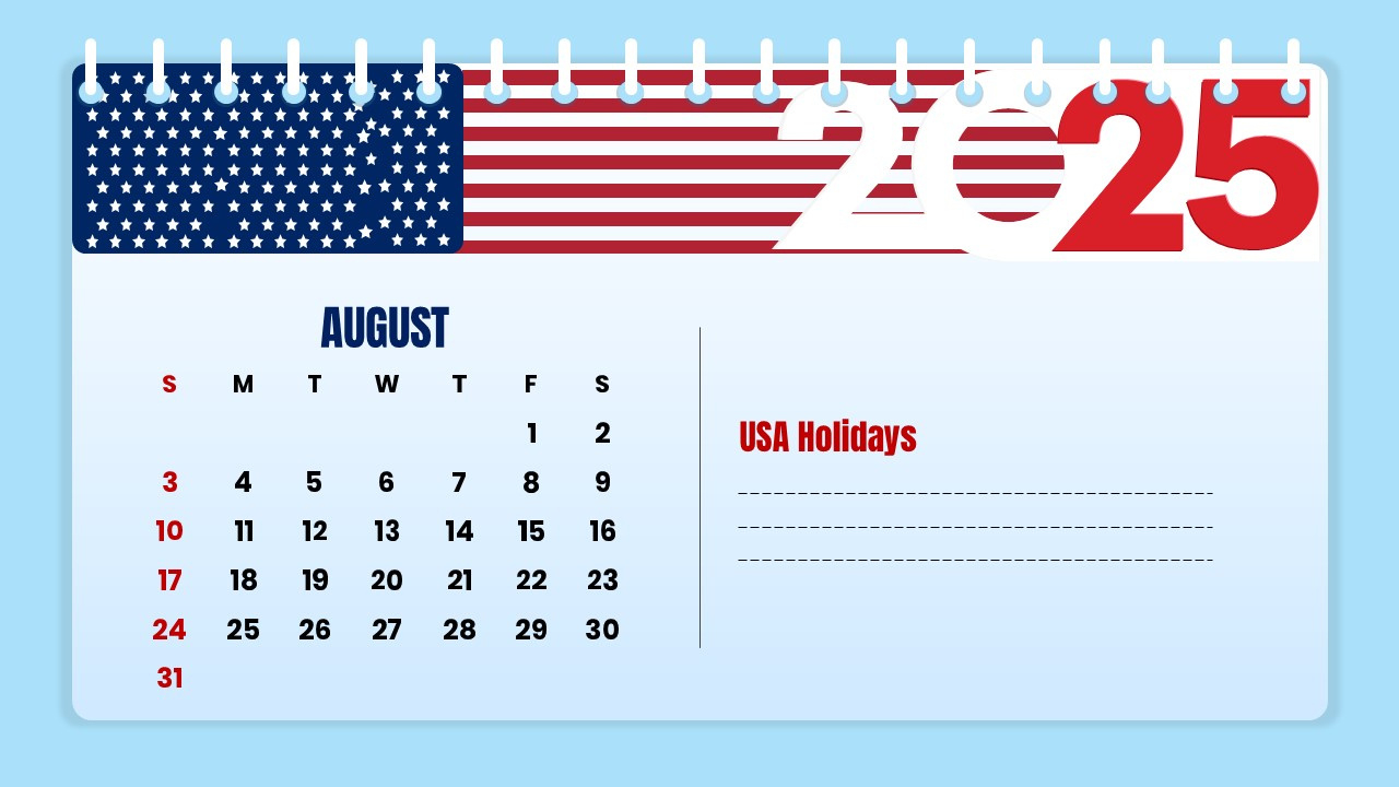 2025 Us Holiday Calendar – Free Powerpoint And Google Slides with regard to August 2025 Calendar with Holidays Usa