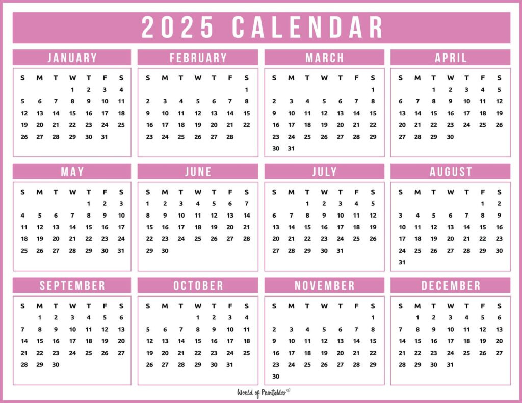 2025 Year Calendars - 70 Best Printables - World Of Printables pertaining to World of Printables August 2025 Calendar