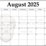 24+ August 2025 Quote Calendars With Regard To Blank Calendar Pages August 2025