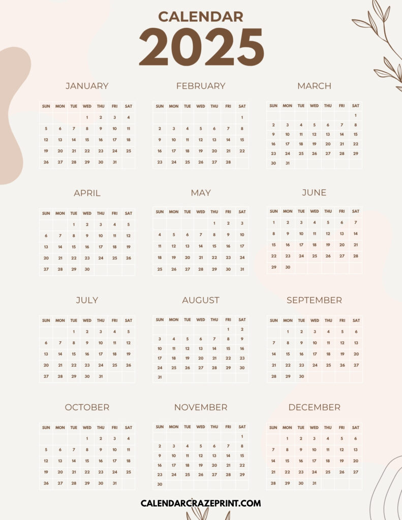 Free 8.5x11 Printable 2025 Calendar Download PDF VERSION On CalendarCrazePrint.Com (3) Free 8.5x11 Printable 2025 Calendar Download PDF VERSION On CalendarCrazePrint.Com (3)