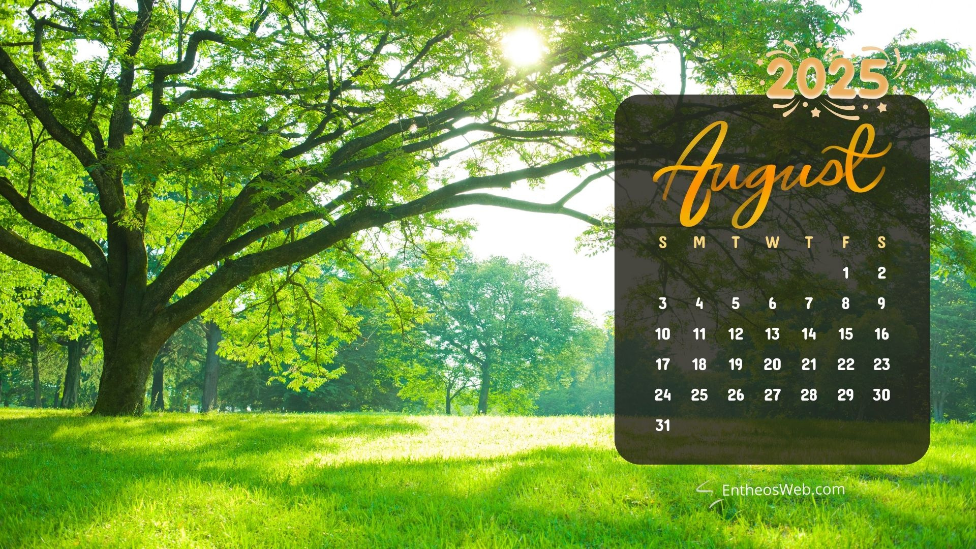 August 2025 Calendar Desktop Wallpapers &amp;amp; Screensavers | Entheosweb with regard to August 2025 Calendar Wallpaper Desktop