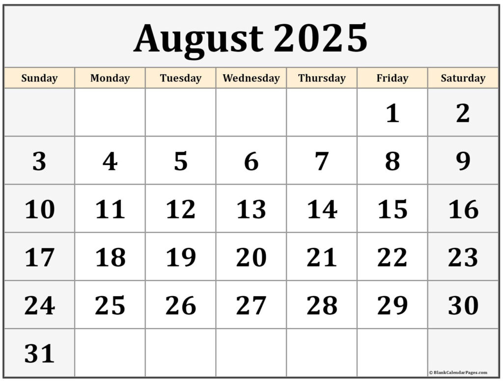August 2025 Calendar | Free Printable Calendars With August 2 2025 Calendar