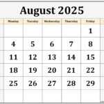 August 2025 Calendar | Free Printable Calendars With August 2 2025 Calendar