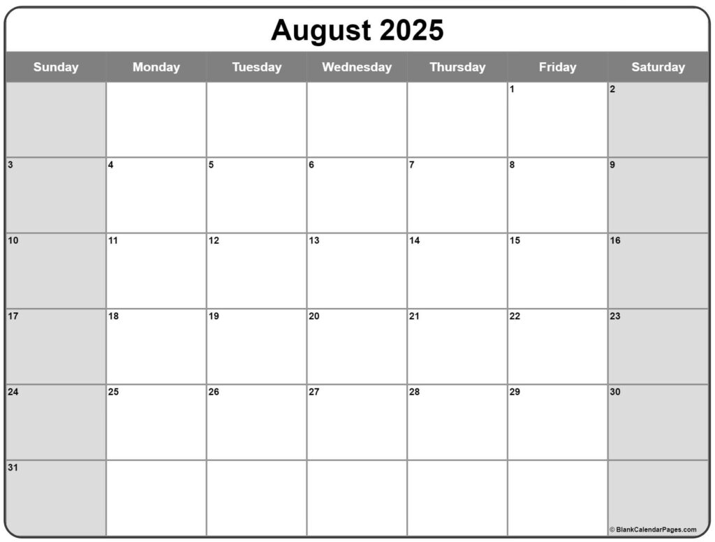 August 2025 Calendar | Free Printable Calendars With Regard To August 2025 To August 2026 Calendar Organizer August 2025 Calendar | Free Printable Calendars With Regard To August 2025 To August 2026 Calendar Organizer