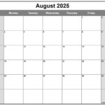 August 2025 Calendar | Free Printable Calendars With Regard To August 2025 To August 2026 Calendar Organizer