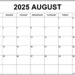 August 2025 Calendar | Free Printable Calendars Within Blank Calendar Printable August 2025