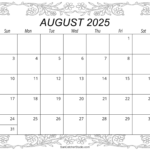 August 2025 Calendar (Free Printable) – Free Printables, Monograms Regarding August 2025 Coloring Calendar