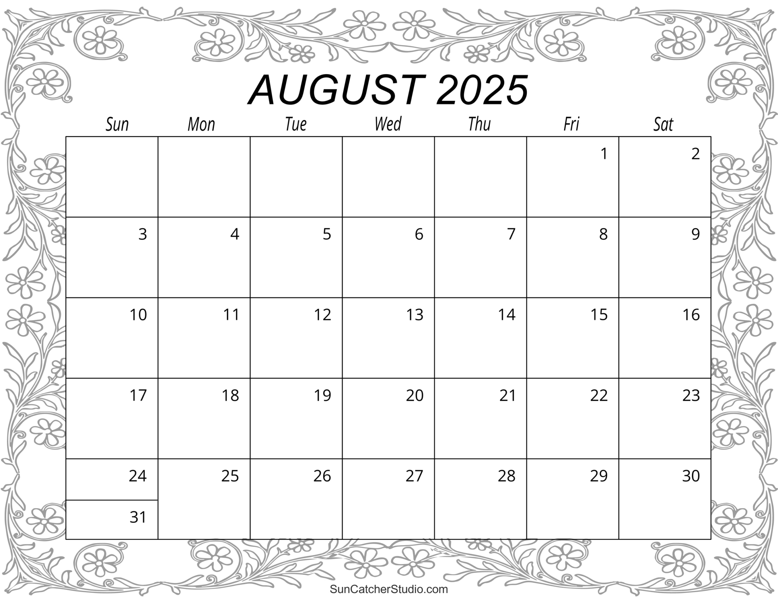 August 2025 Calendar (Free Printable) – Free Printables, Monograms regarding August 2025 Coloring Calendar