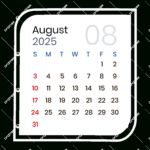 August 2025 Calendar Minimalist Vector, 2025, August Calendar Within August 2025 Calendar Transparent Background