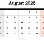 August 2025 Calendar Printable Pdf Template With Holidays In August 2025 Calendar Monday Start