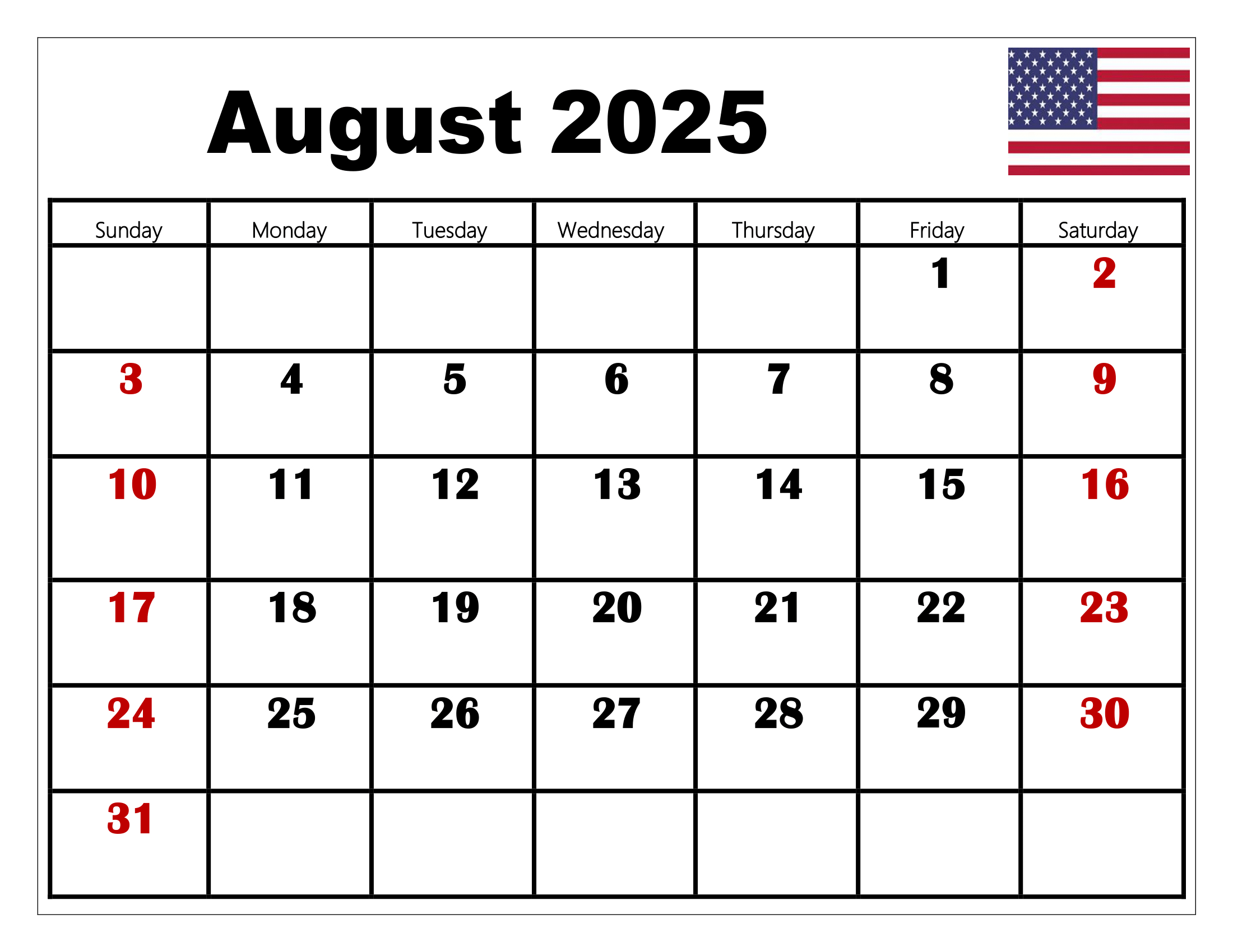 August 2025 Calendar Printable Pdf Template With Holidays in August 2025 Holiday Calendar