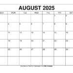 August 2025 Calendar   Printable Templates & More Regarding August 15 2025 Calendar