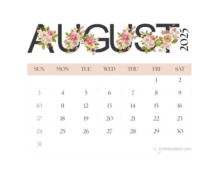 August Calendar Wallpaper 2025
