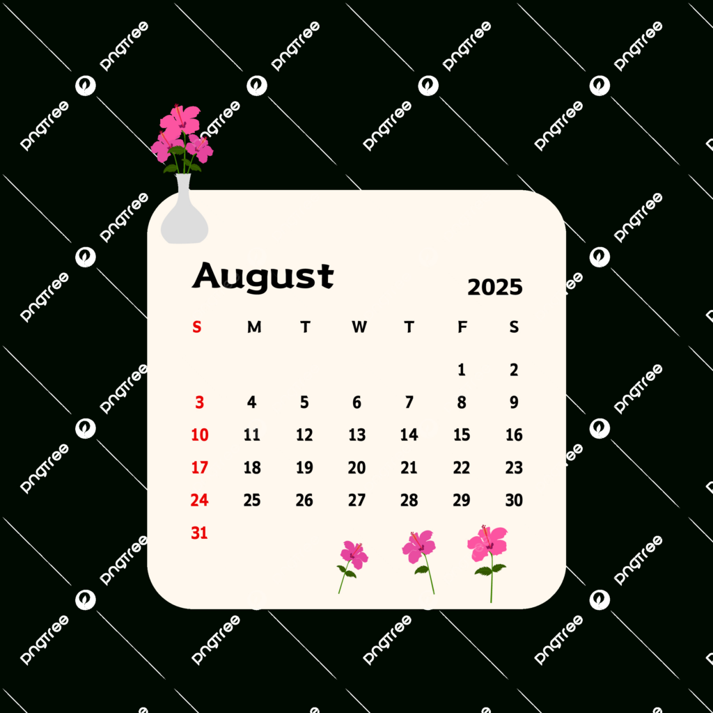 August 2025 Calendar With Cartoon Pink Flowers Vector, Calendar Within August 2025 Calendar Clip Art August 2025 Calendar With Cartoon Pink Flowers Vector, Calendar Within August 2025 Calendar Clip Art