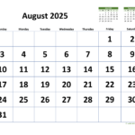 August 2025 Calendar With Extra Large Dates | Wikidates Inside August 25 2025 Calendar