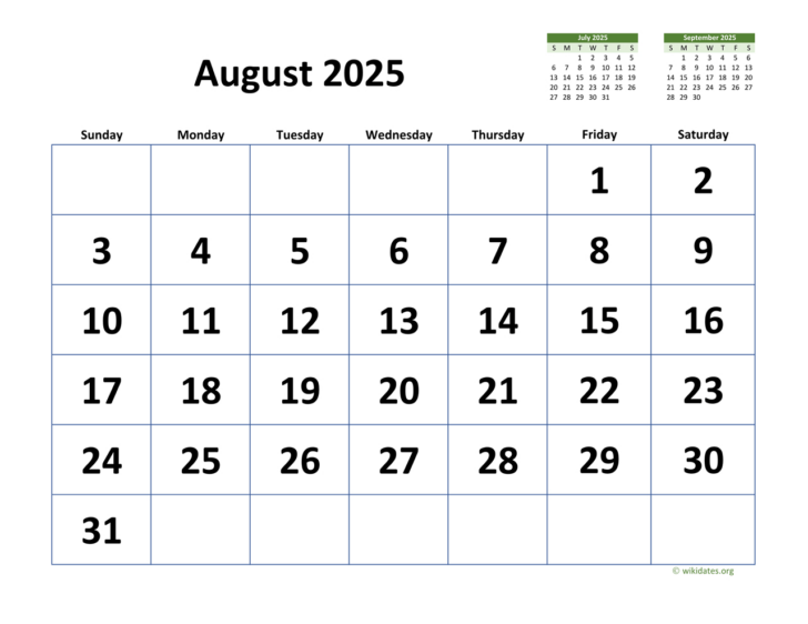 August 25 2025 Calendar