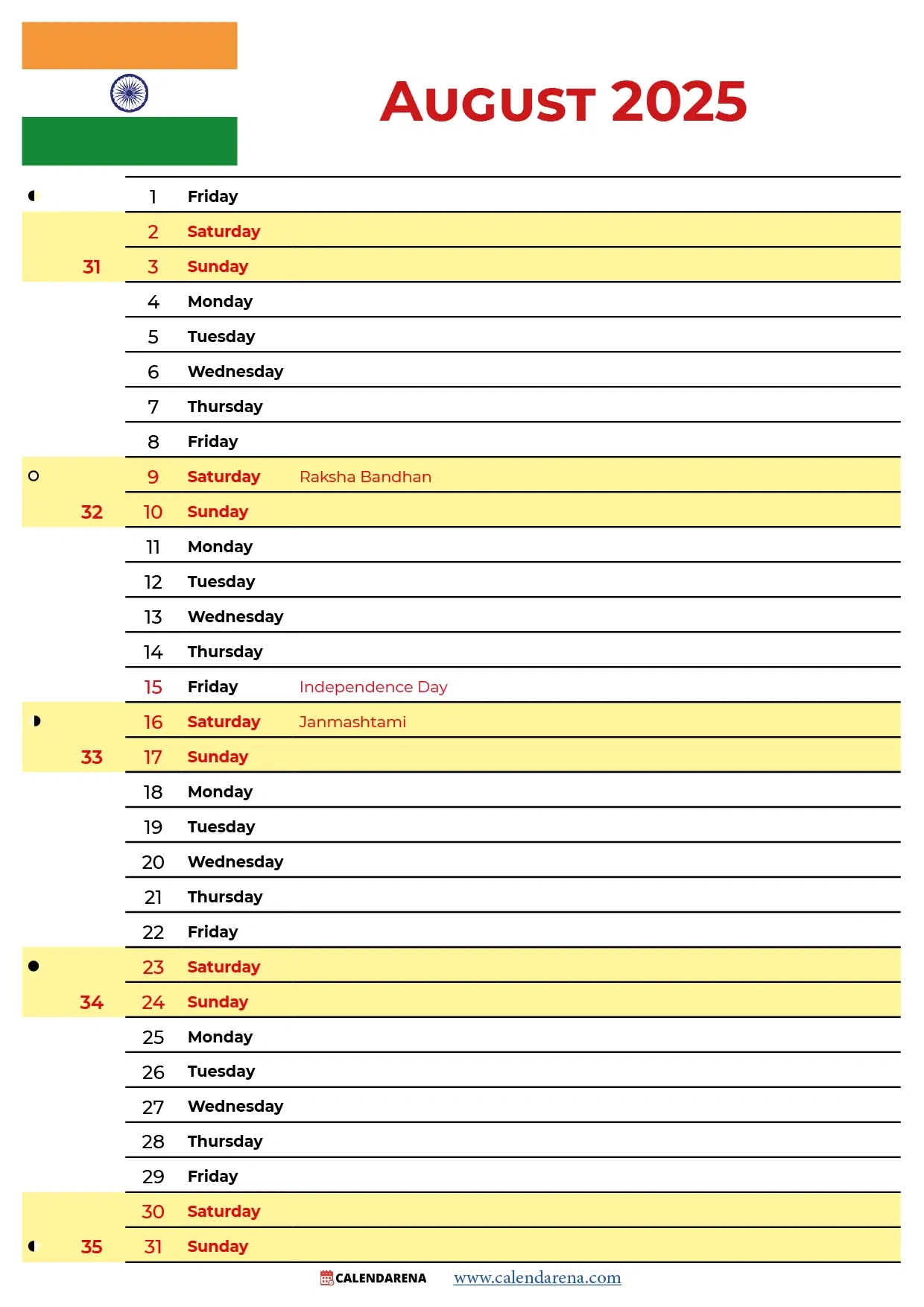 August 2025 Calendar With Holidays India regarding August 2025 Calendar With Holidays India