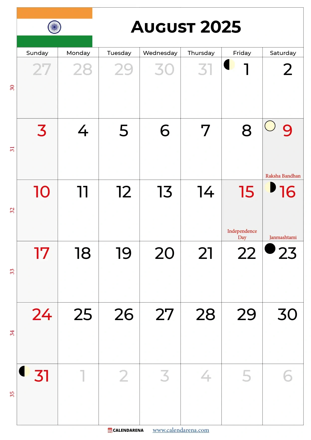August 2025 Calendar With Holidays India with regard to 2025 August Calendar Festival