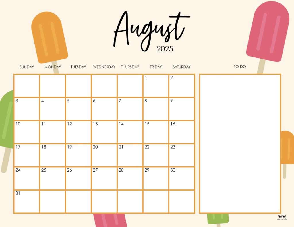 August 2025 Calendars - 107 Free Printables | Printabulls inside August 2025 Calendar Printable Cute