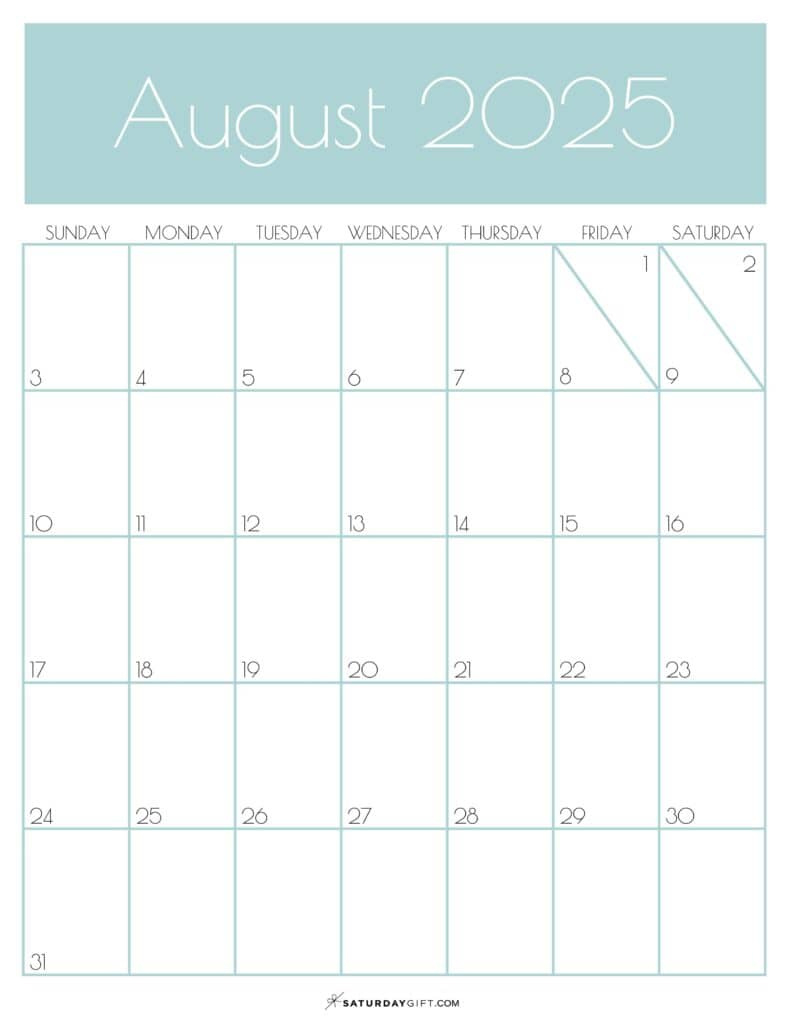 August 2025 Calendars 23 Cute Free Printable Pdfs | Saturdaygift In August 2025 Calendar Portrait August 2025 Calendars 23 Cute Free Printable Pdfs | Saturdaygift In August 2025 Calendar Portrait