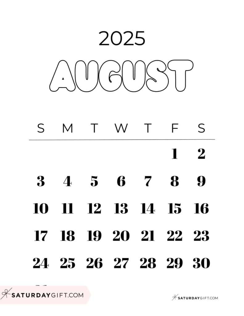 August 2025 Calendars 23 Cute Free Printable Pdfs | Saturdaygift In August 26 2025 Calendar August 2025 Calendars 23 Cute Free Printable Pdfs | Saturdaygift In August 26 2025 Calendar