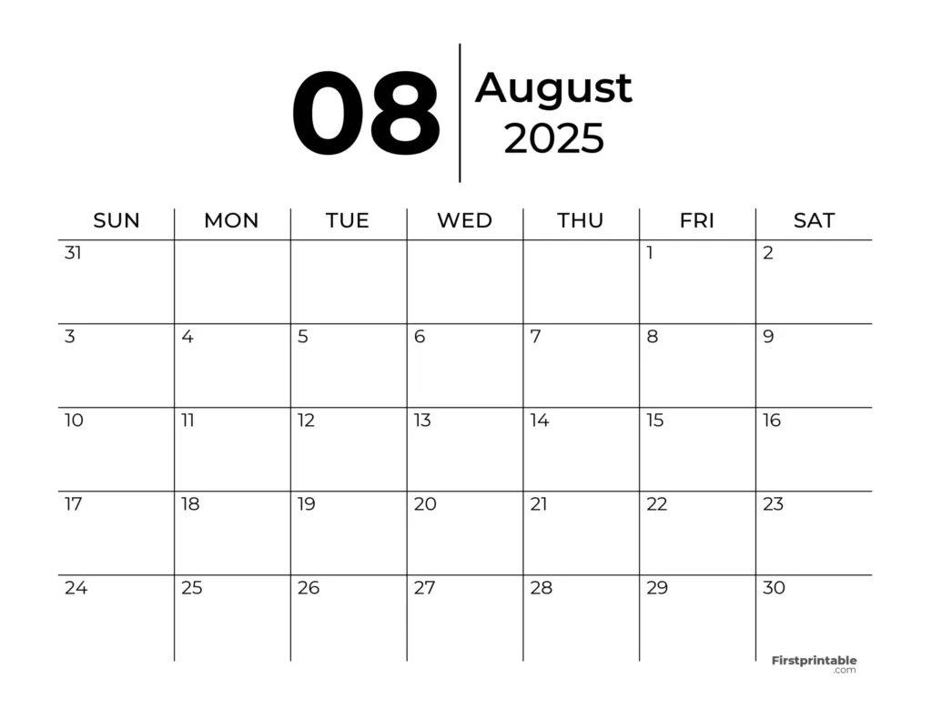 August 2025 Calendars   Free Printable & Fillable Throughout August 2025 Calendar Editable Word