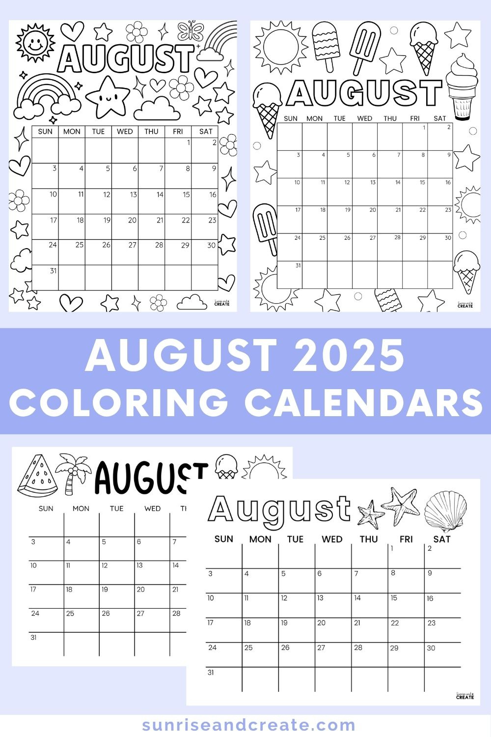 August 2025 Coloring Calendars - Free Printables inside August 2025 Coloring Calendar