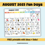 August 2025 Fun Days Calendar (Color)   Rock Your Homeschool For National Day Calendar For August 2025