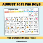 August 2025 Fun Days Calendar (Color)   Rock Your Homeschool Throughout August National Day Calendar 2025