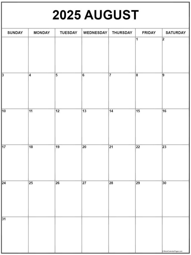 Print August 2025 Calendar