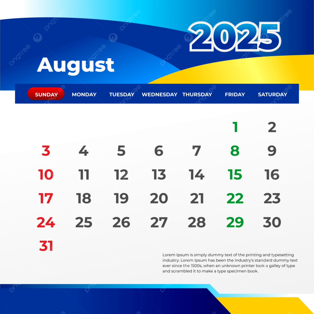 August 2025 Wall Calendar Print And Post On Social Media Vector Throughout August 2025 Social Media Calender