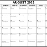 August 2025 With Holidays Calendar In National Day Calendar For August 2025