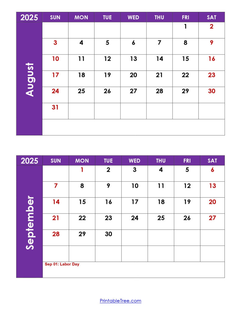 August And September 2025 Calendar Printable Pdf | Two Months Calendar Inside Calendar 2025 August And September