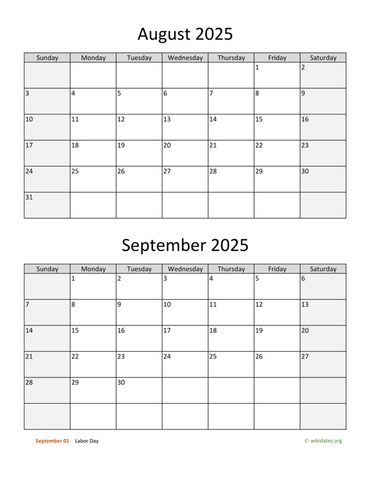 August September and October 2025 Calendar