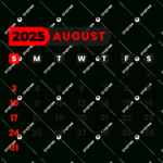 August Calendar 2025 Vector, August, Calendar, 2025 Png And Vector Inside August 2025 Calendar Transparent Background