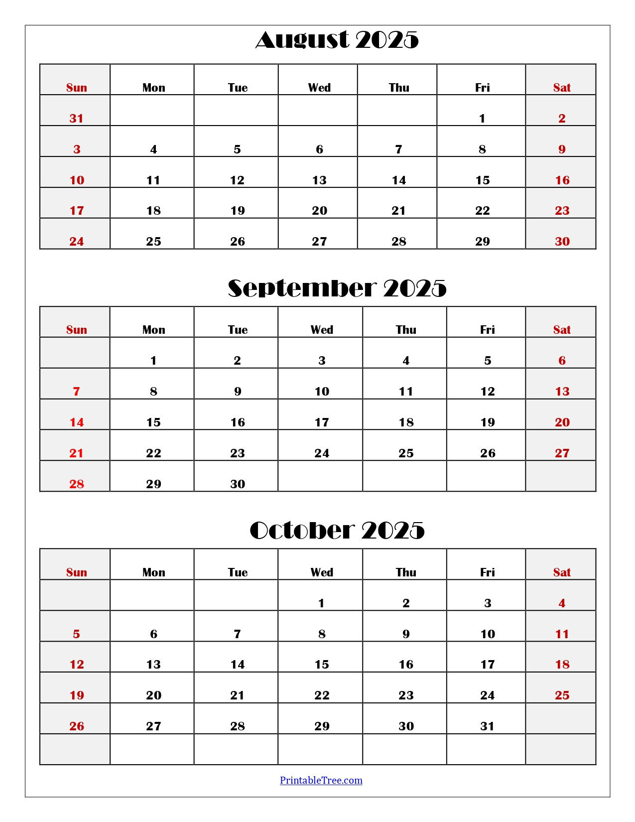 August To October 2025 Calendar Printable Pdf | Three Months Calendar with regard to August To October Calendar 2025