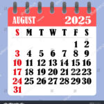 Briefkalender Für August 2025. Die Woche: Stock Vektorgrafik Throughout August 5 2025 Calendar