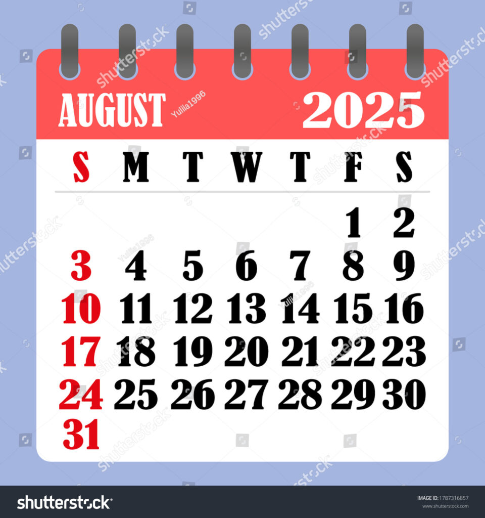 Briefkalender Für August 2025. Die Woche: Stock Vektorgrafik Throughout August 5 2025 Calendar Briefkalender Für August 2025. Die Woche: Stock Vektorgrafik Throughout August 5 2025 Calendar