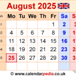 Calendar August 2025 Uk With Pdf, Excel And Word Templates With Regard To August 7 2025 Calendar