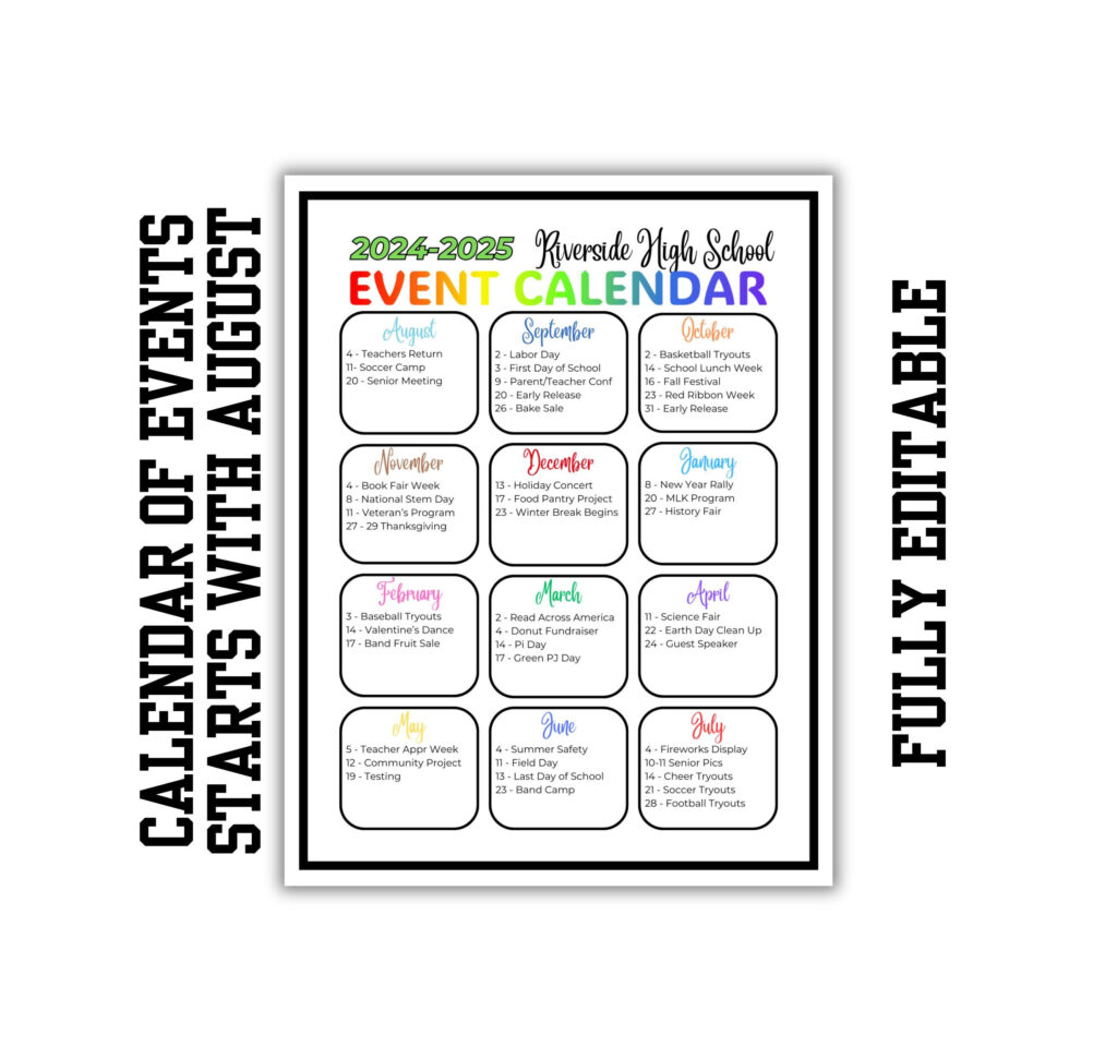 Calendar Of Events, Starts With August, Planner, Events Template Throughout Calendar Of Events For August 2025 Calendar Of Events, Starts With August, Planner, Events Template Throughout Calendar Of Events For August 2025