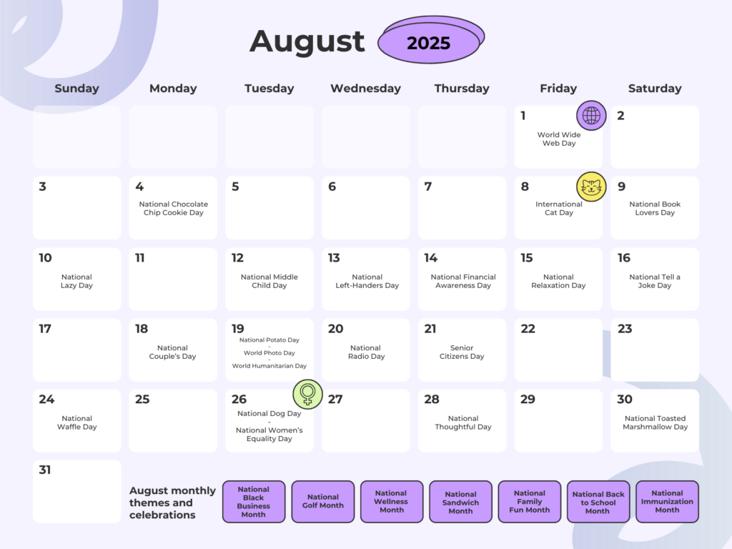 Complete 2025 Social Media Holidays Calendar [250+ Dates] Within August 2025 Social Media Calender