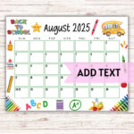 Editable Printable August Calendar 2025 | Colorful Back To School Calendar  | Classroom Calendar | August 2025 Calendar | Fillable Calendar   Etsy In August Calendar 2025 Picture Ideas