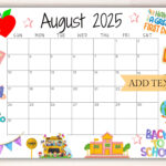 Editierbarer Kalender August 2025, Druckbarer Kalender 2025 In Editable August Calendar 2025