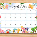 Editierbarer Kalender August 2025, Entspannender Sommer Am Strand Pertaining To August 2025 To August 2025 Calendar