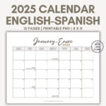 English Spanish Calendar For 2025 Printable Pdf With Holidays With Regard To August In Spanish Calendar 2025