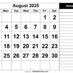 Free Download Calendar August 2025 Pertaining To August 12 2025 Calendar