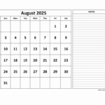 Free Download Printable August 2025 Calendar, Large Space For Inside August Calendar 2025 With Notes Printable