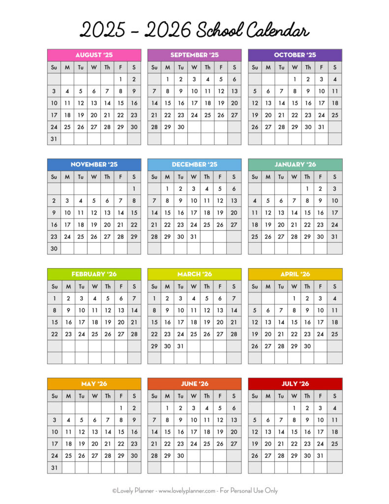 Free Printable 2025 2026 School Calendar One Page Academic Pertaining To Printable Calendar August 2025 To June 2026 Free Printable 2025 2026 School Calendar One Page Academic Pertaining To Printable Calendar August 2025 To June 2026